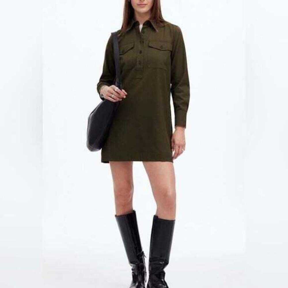 Hotouch Military Green Mini Shirt Dress Sz S